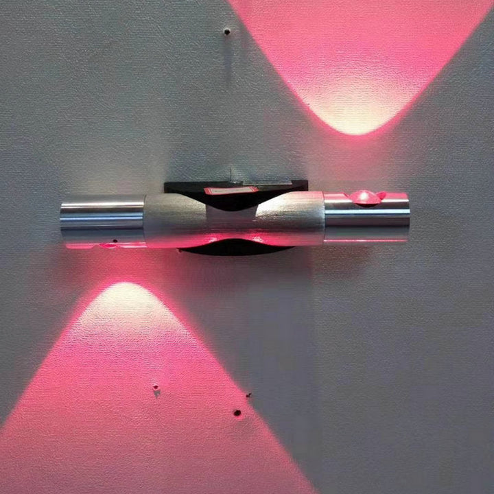 Lisslune | Brushed Silver Tube Wall Light Modern Metal LED Wall Lamp Lighting Fixture in Red/Blue/Yellow Light