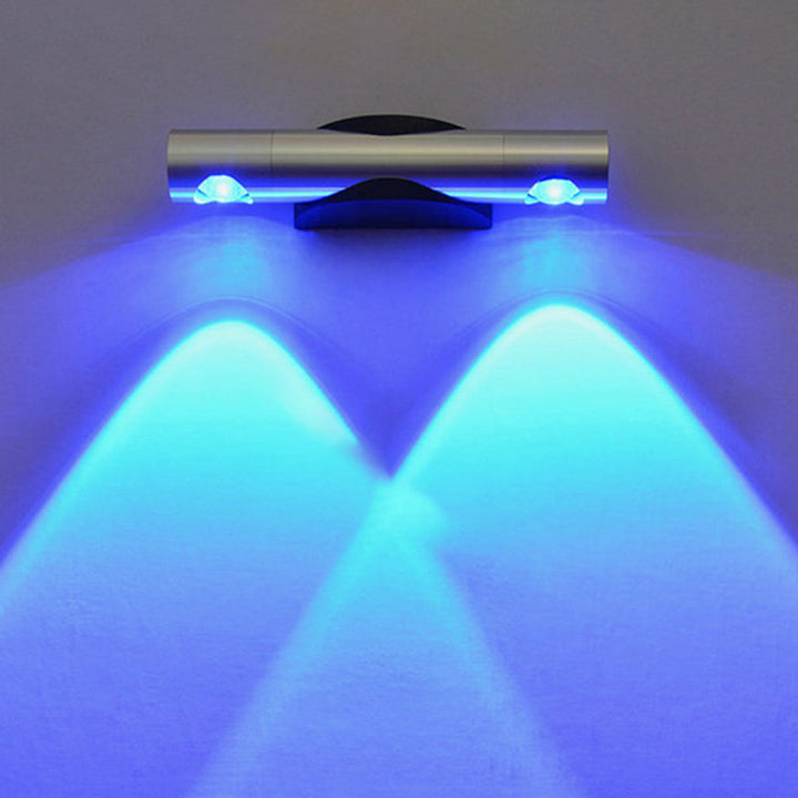 Lisslune | Brushed Silver Tube Wall Light Modern Metal LED Wall Lamp Lighting Fixture in Red/Blue/Yellow Light