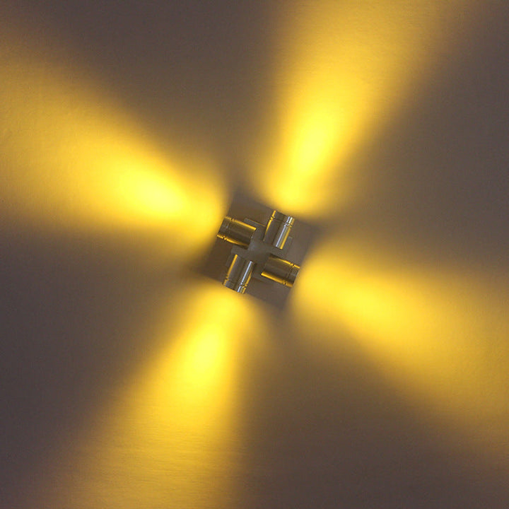 Lisslune | Cross Aluminium Wall Lamp Contemporary Silver LED Sconce Light in Yellow/Pink/Purple Light