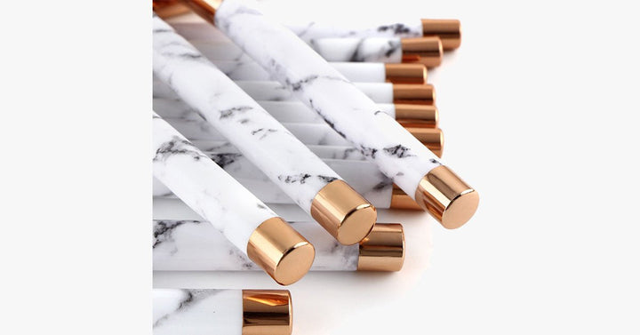 Lisslune | Pro Makeup Brush Set of 15 with Rose and Marble Pattern - Perfect for all Makeup Applications