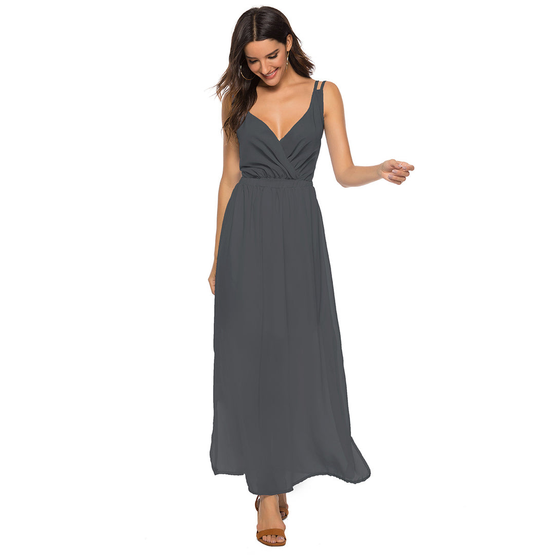 Ladies maxi dress with elegant wrap design and flattering silhouette