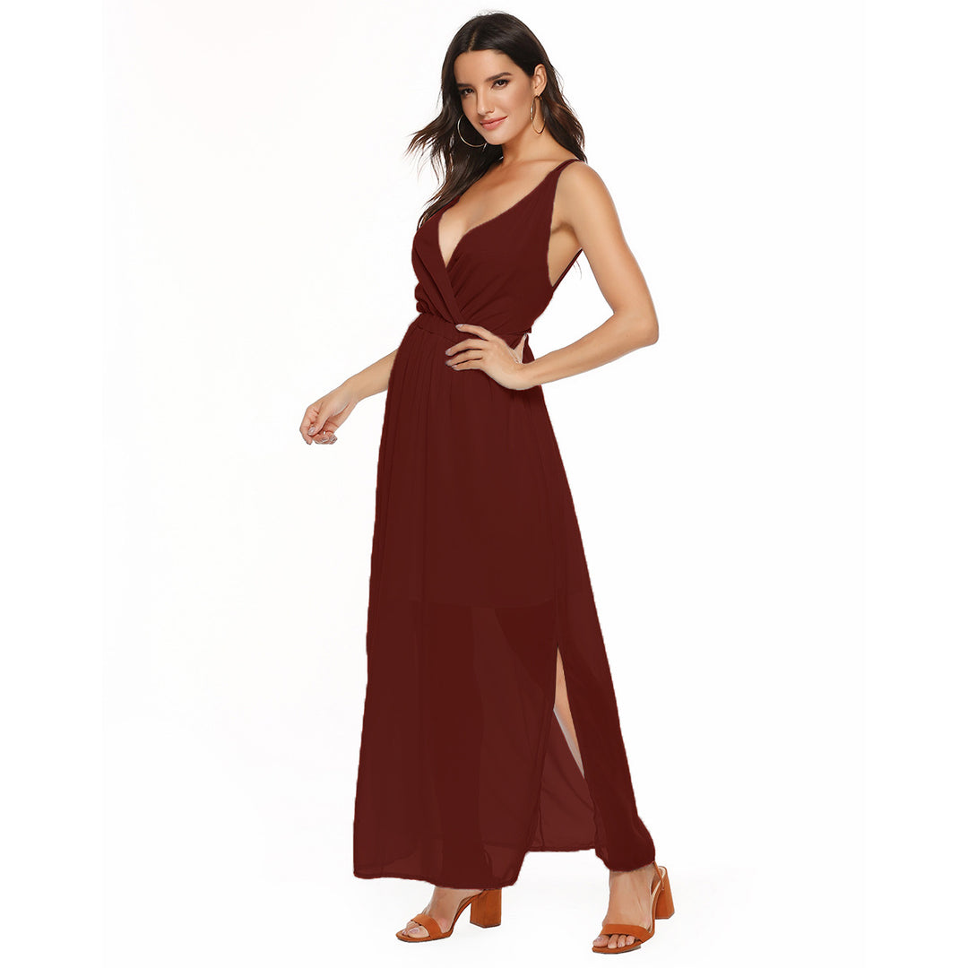 Ladies maxi dress with elegant wrap design and flattering silhouette