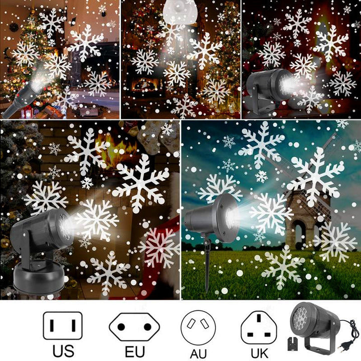 Lisslune | LED Christmas Projector Snowflake Light Show – Waterproof Outdoor Lamp with 16 Patterns