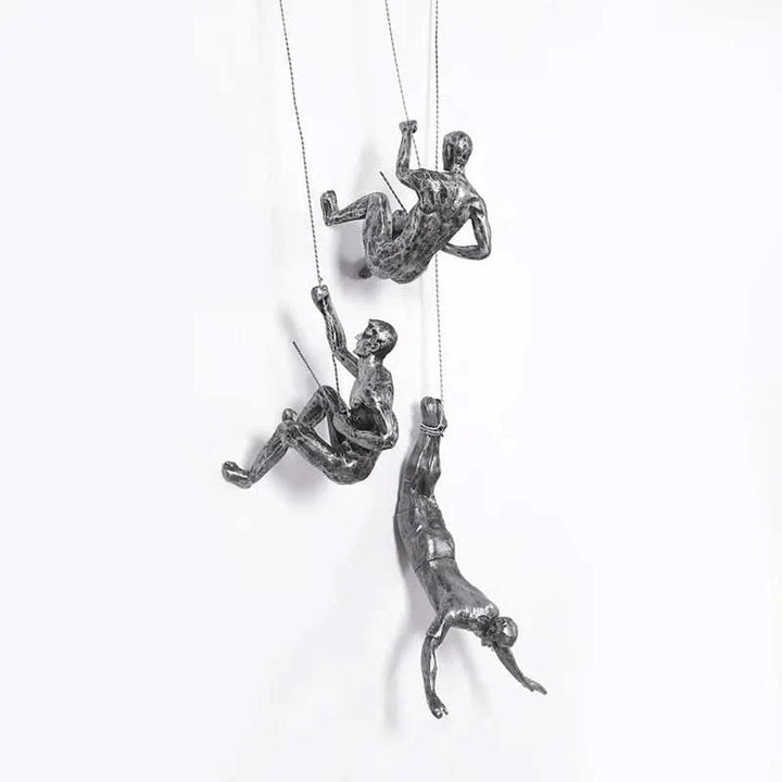 Lisslune | Climbing Man Wall Sculpture Set – Modern Resin Art