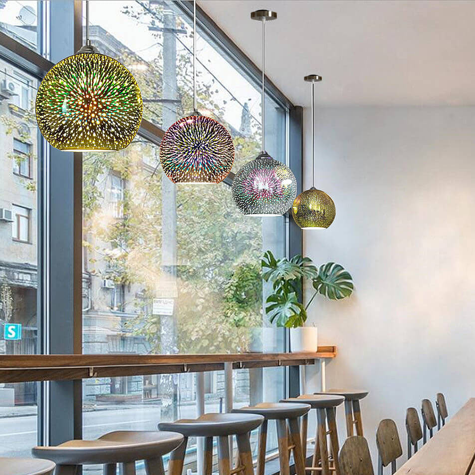 Lisslune | Modern creative 3D colorful firework glass 1-light dome pendant lamp