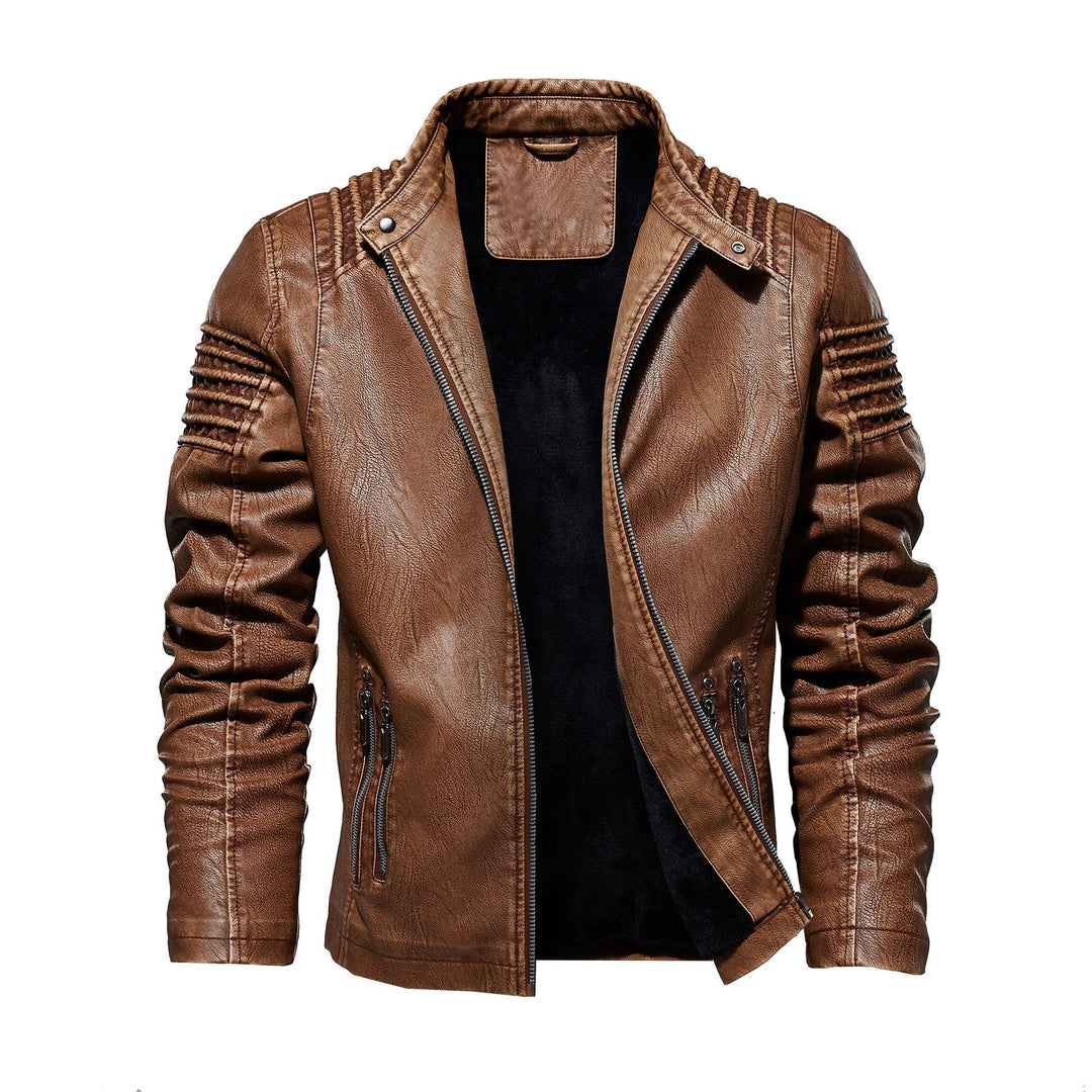 Men's leather jacket with structured shoulders Lisslune