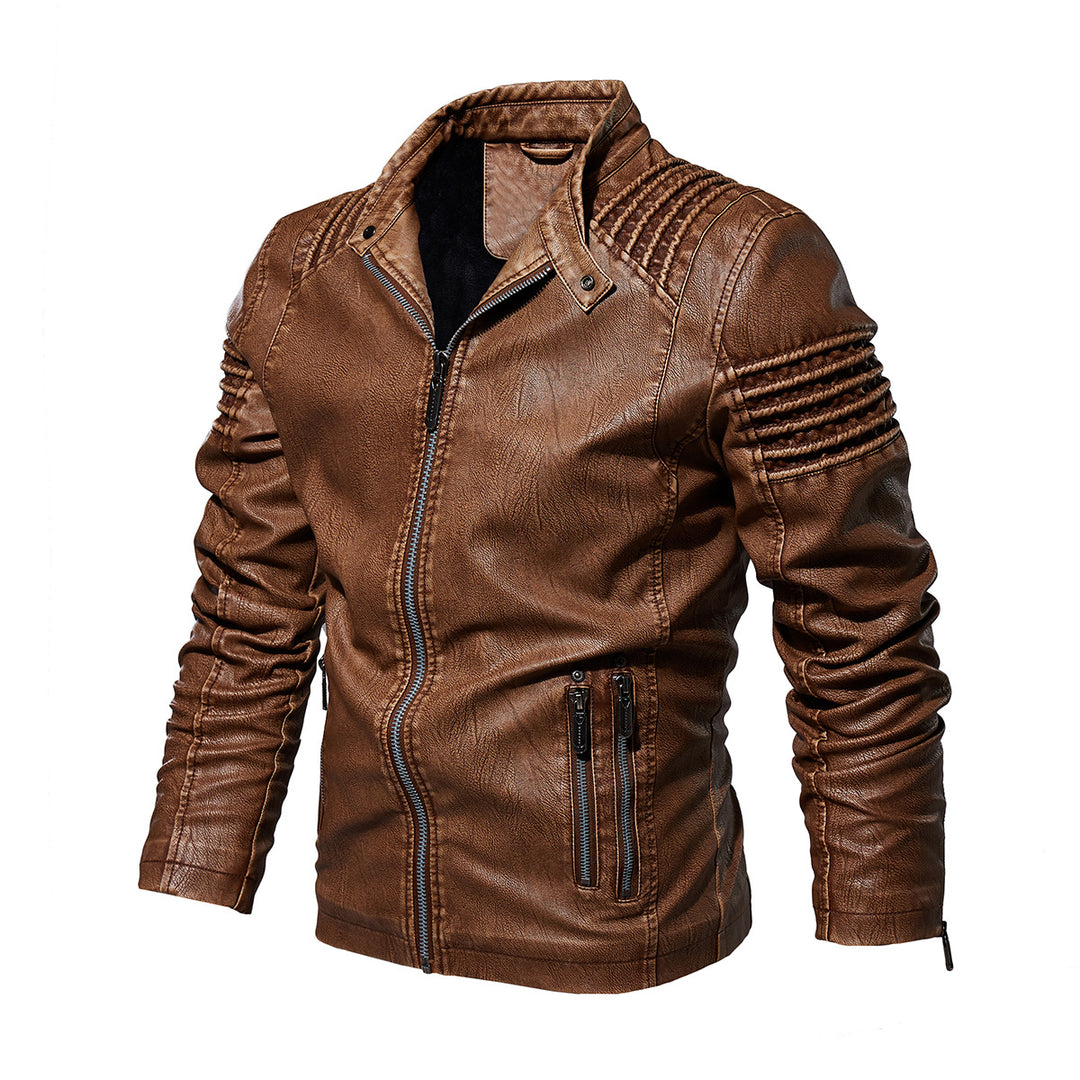 Men's leather jacket with structured shoulders Lisslune