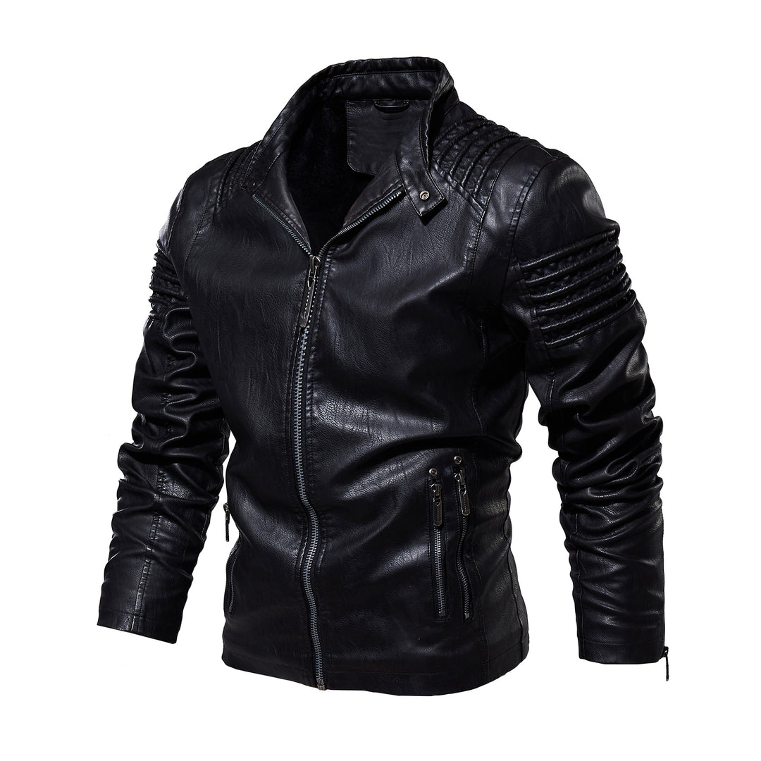 Men's leather jacket with structured shoulders Lisslune