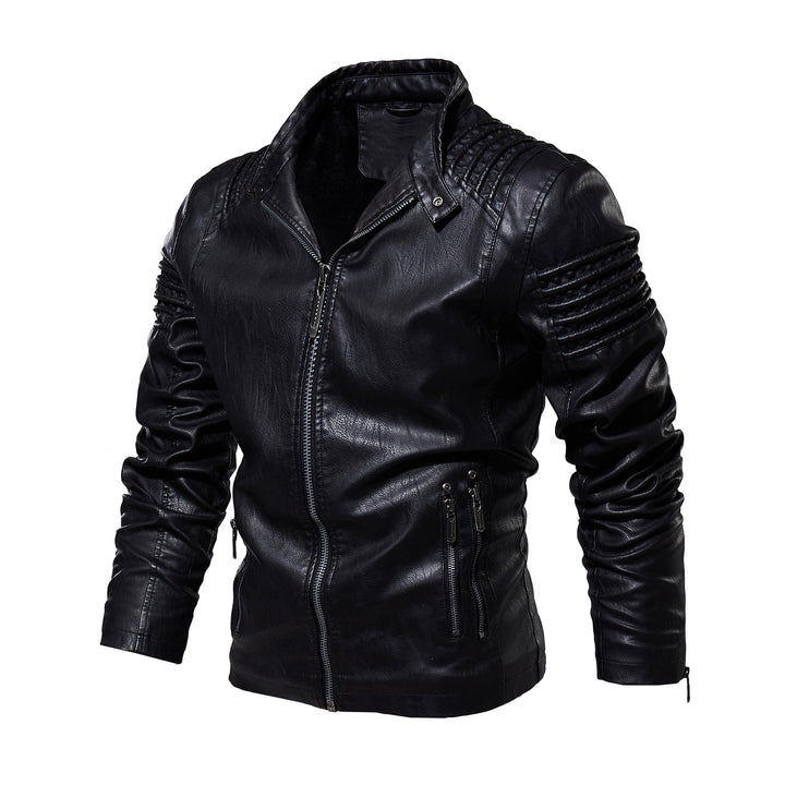 Men's leather jacket with structured shoulders Lisslune