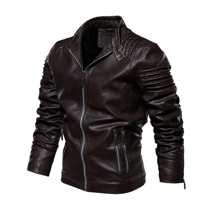 Men's leather jacket with structured shoulders Lisslune