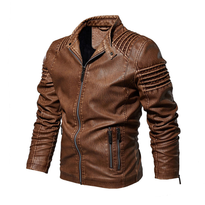 Men's leather jacket with structured shoulders Lisslune