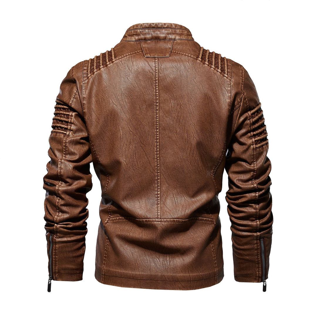 Men's leather jacket with structured shoulders Lisslune