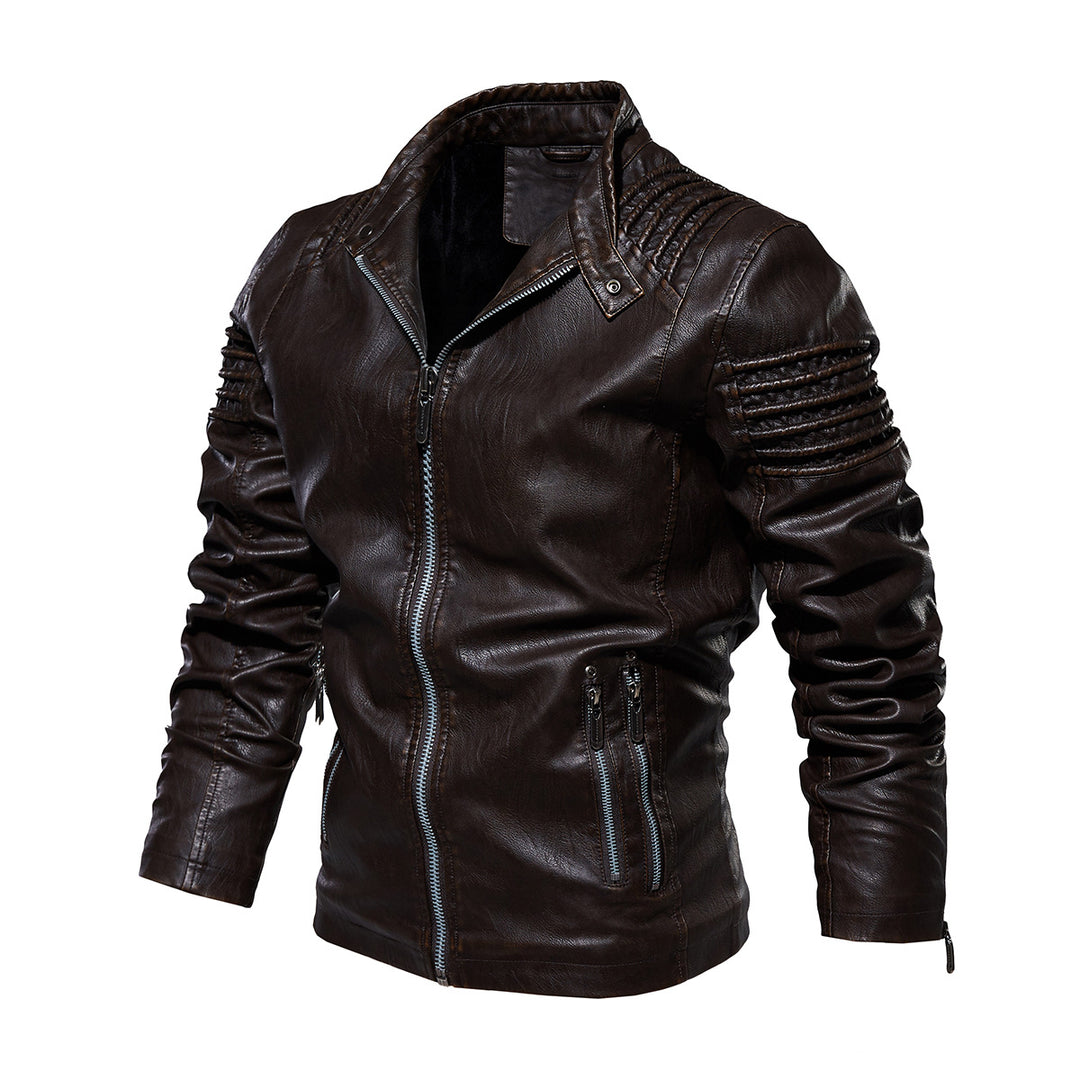 Men's leather jacket with structured shoulders Lisslune