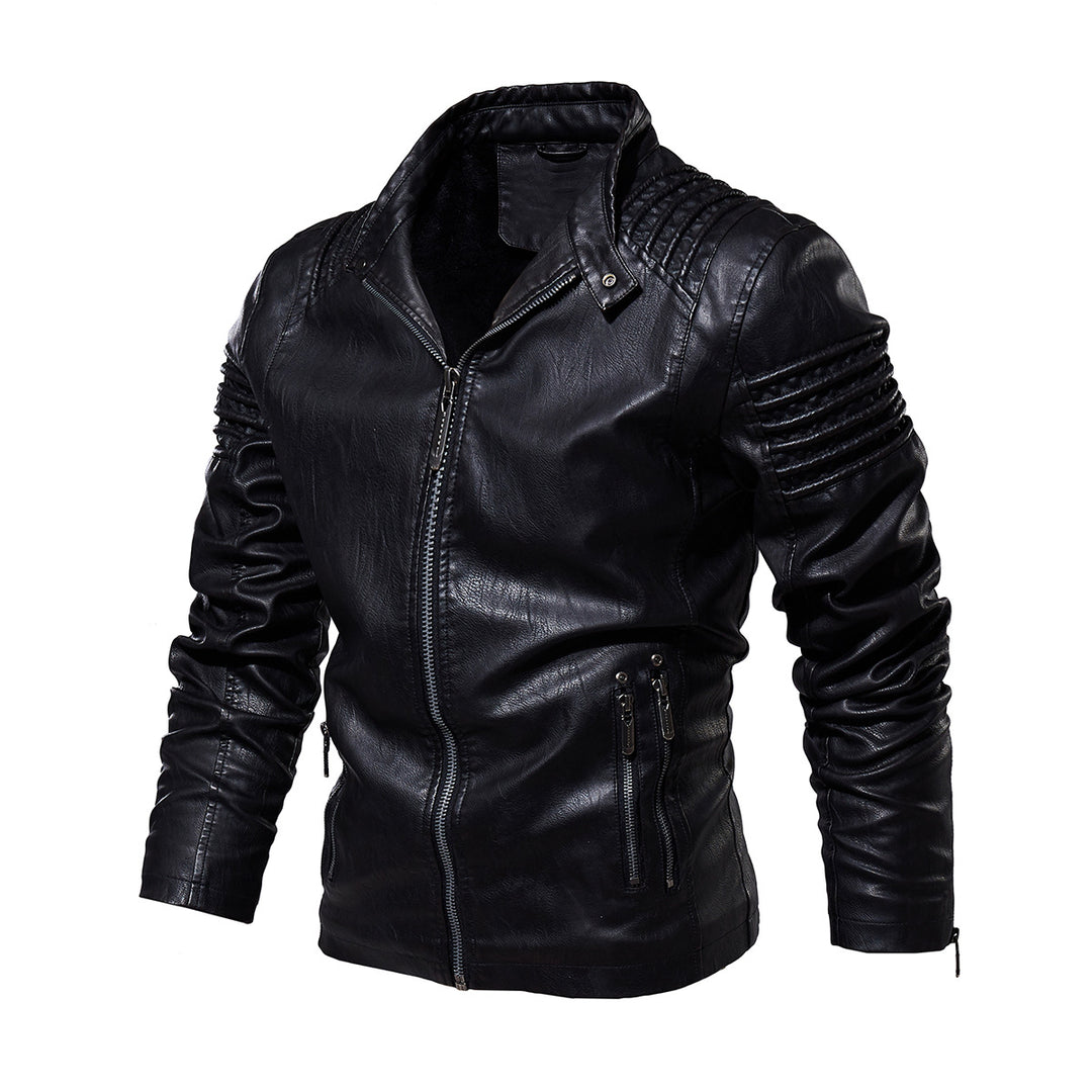 Men's leather jacket with structured shoulders Lisslune