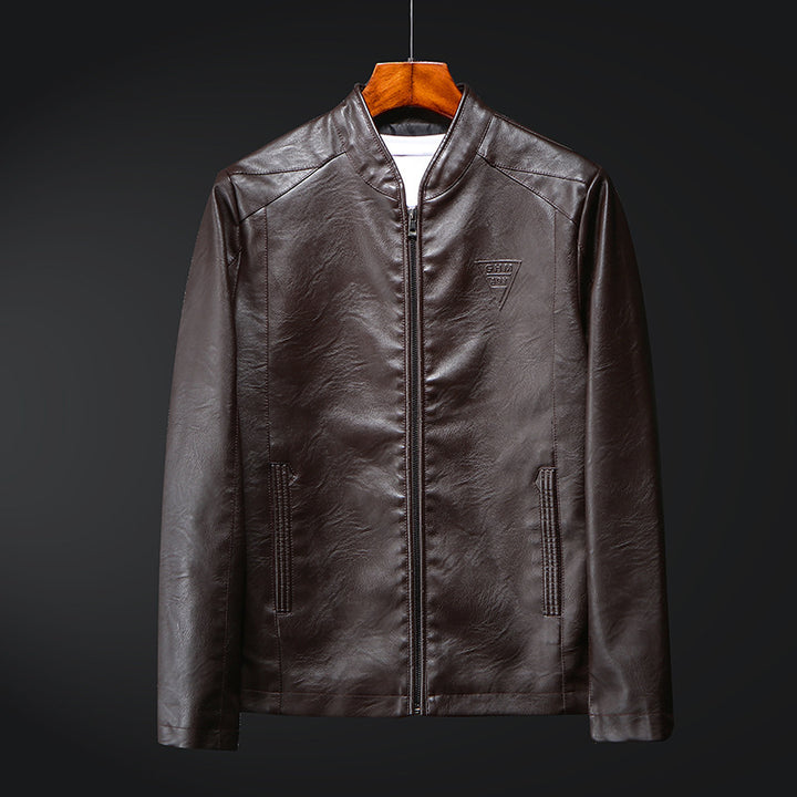 Men's Fashionable Synthetic Leather Jacket with Minimalist Look and Practical Pockets Lisslune