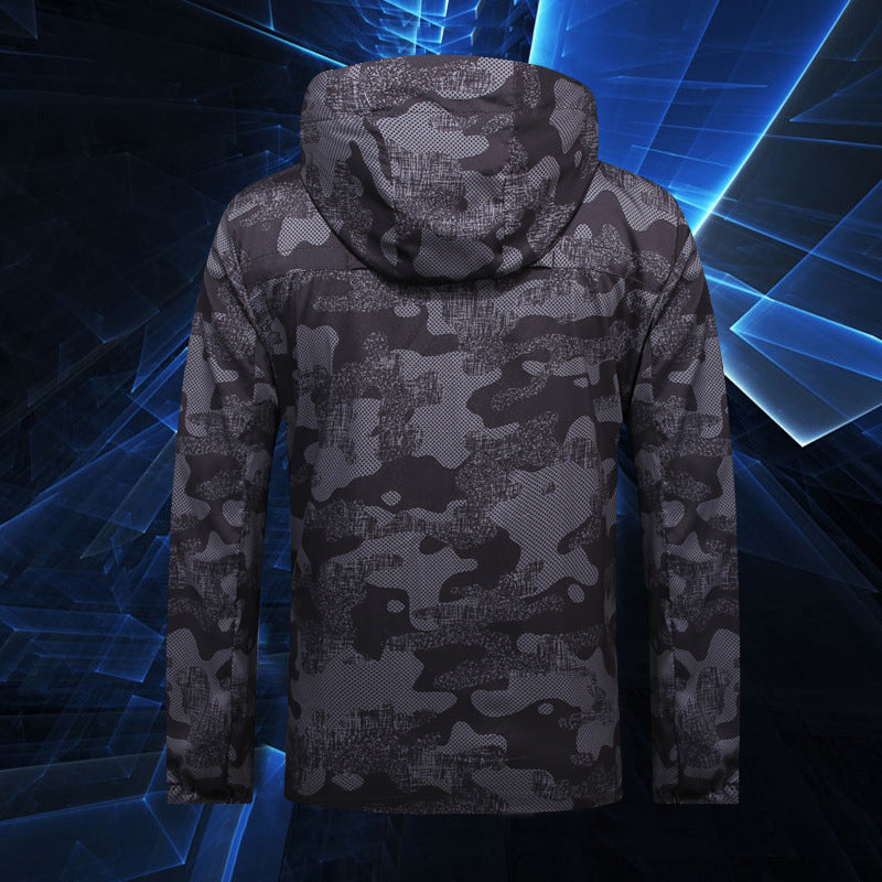 Men's Lightweight Camo Jacket with Adjustable Hood Lisslune