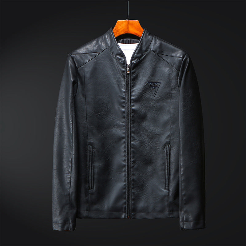 Men's Fashionable Synthetic Leather Jacket with Minimalist Look and Practical Pockets Lisslune