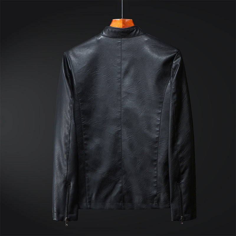 Men's Fashionable Synthetic Leather Jacket with Minimalist Look and Practical Pockets Lisslune