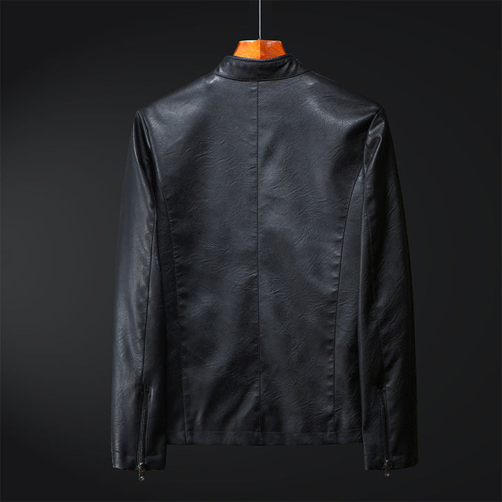 Men's Fashionable Synthetic Leather Jacket with Minimalist Look and Practical Pockets Lisslune