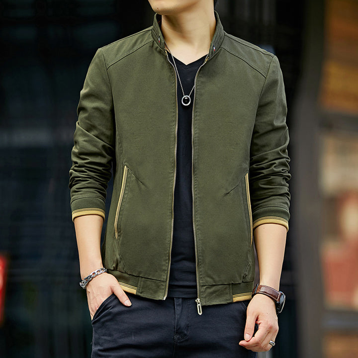 Men's Casual Transition Jacket with Stand-Up Collar and Zippered Pockets Lisslune
