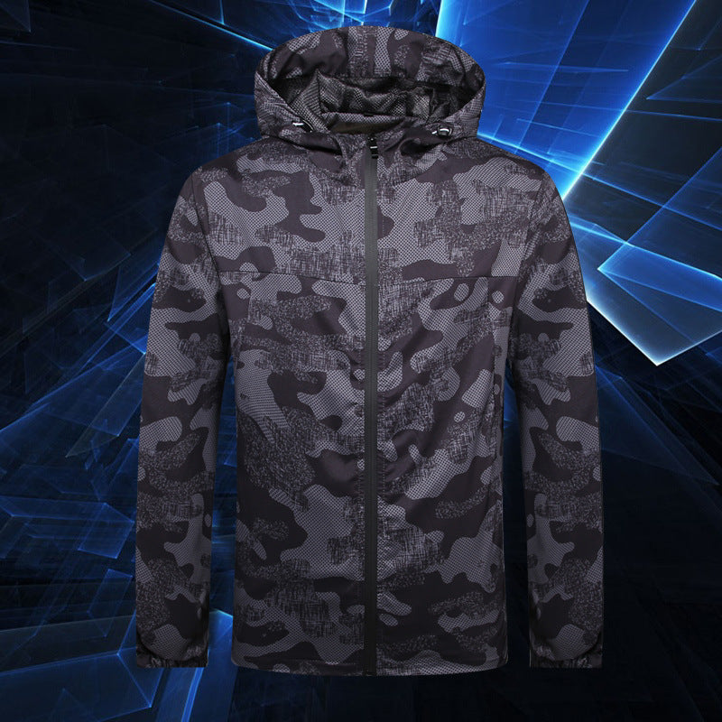 Men's Lightweight Camo Jacket with Adjustable Hood Lisslune