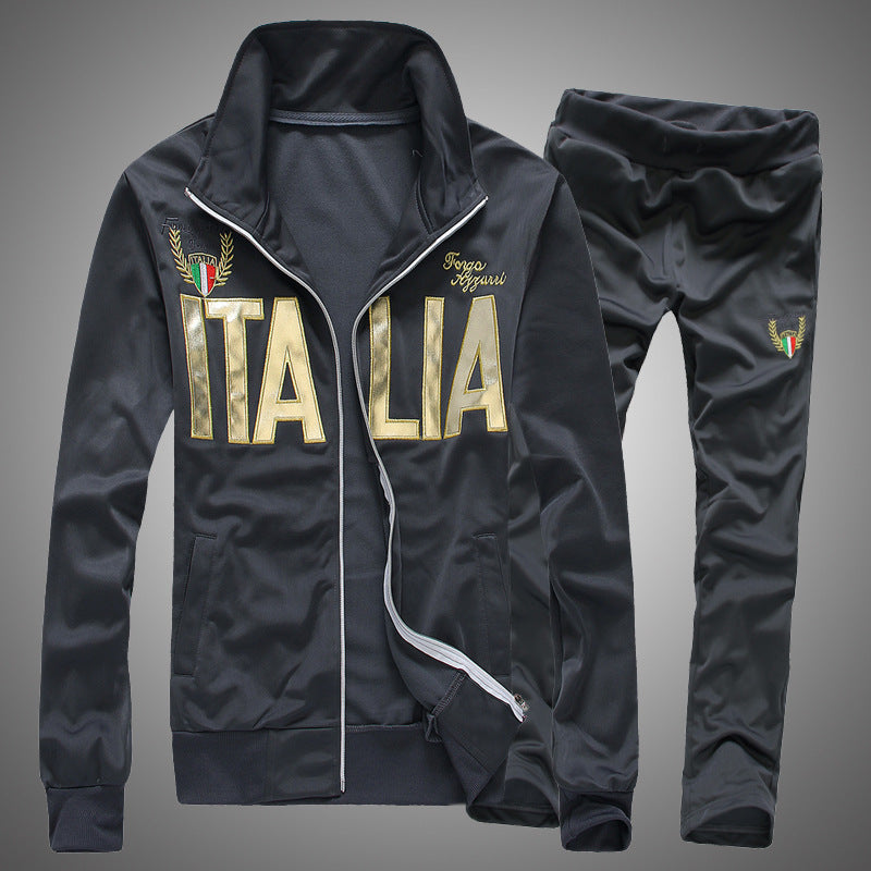 Men's Sporty Tracksuit with Shiny Accents Lisslune