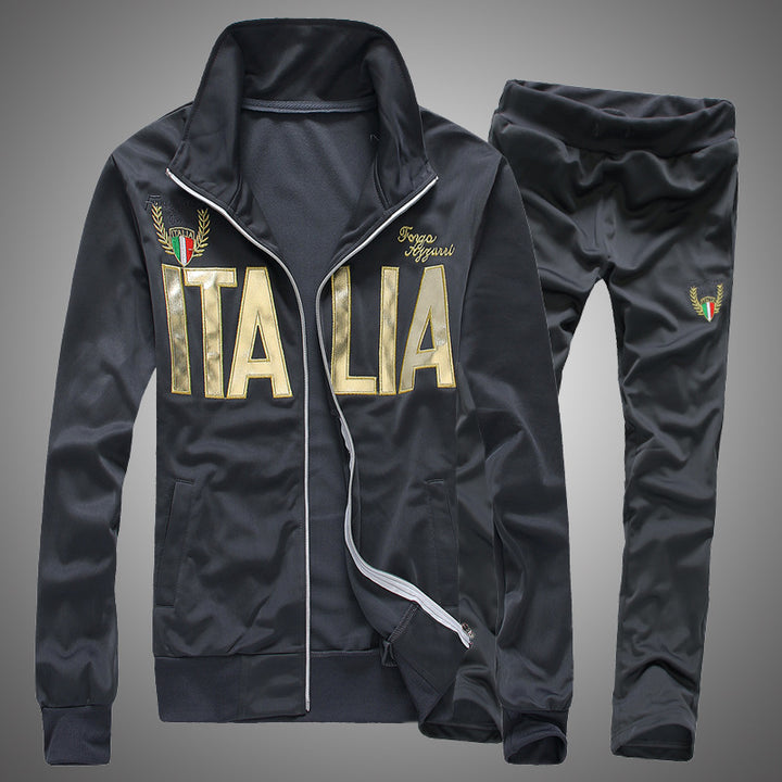 Men's Sporty Tracksuit with Shiny Accents Lisslune