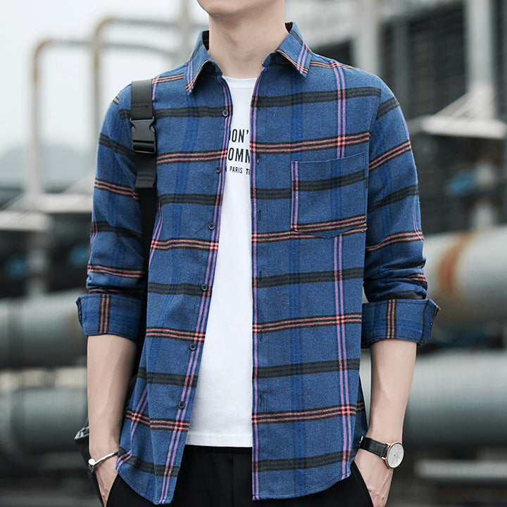 Men's Check Shirt with Comfortable Fit and Chest Pocket Lisslune