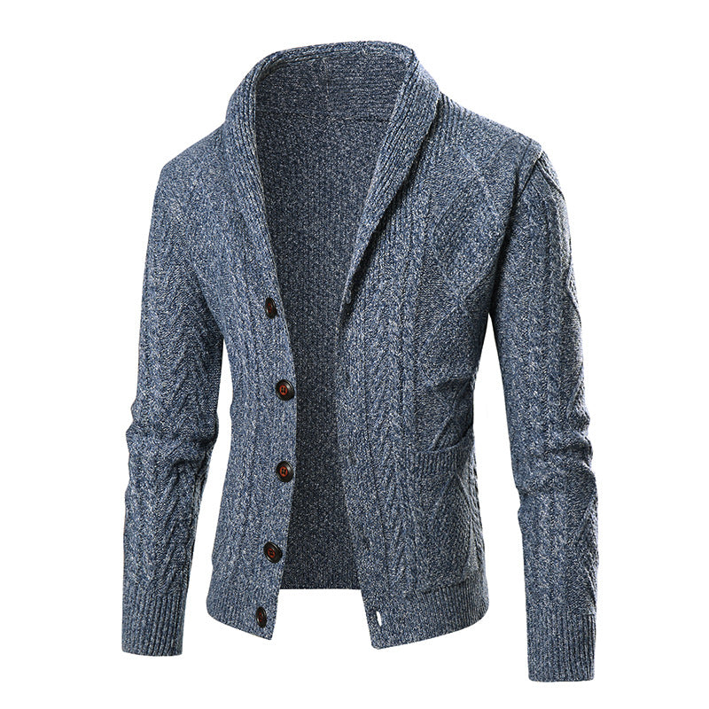 Men's cardigan with modern cable pattern and stylish shawl collar Lisslune