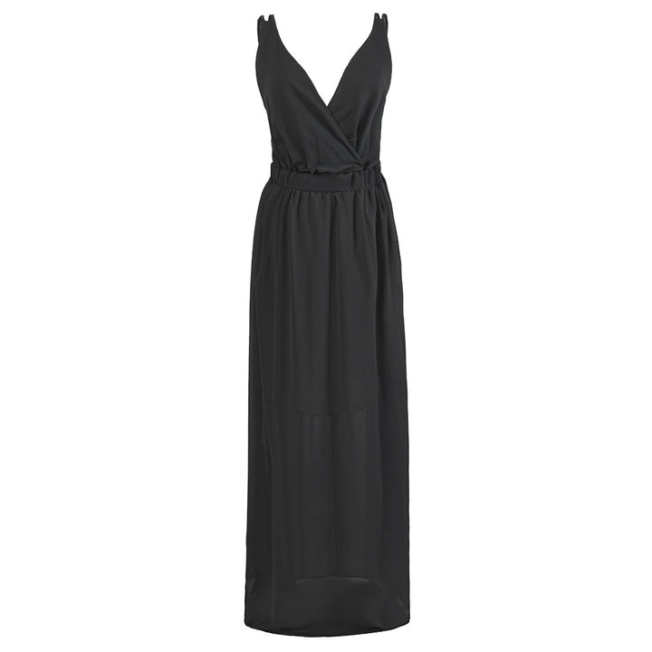 Ladies maxi dress with elegant wrap design and flattering silhouette