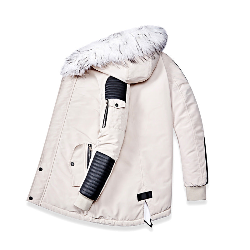 Men's winter jacket with removable synthetic fur collar and versatile pockets Lisslune