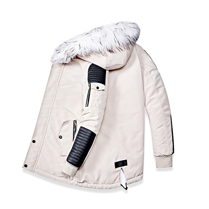 Men's winter jacket with removable synthetic fur collar and versatile pockets Lisslune