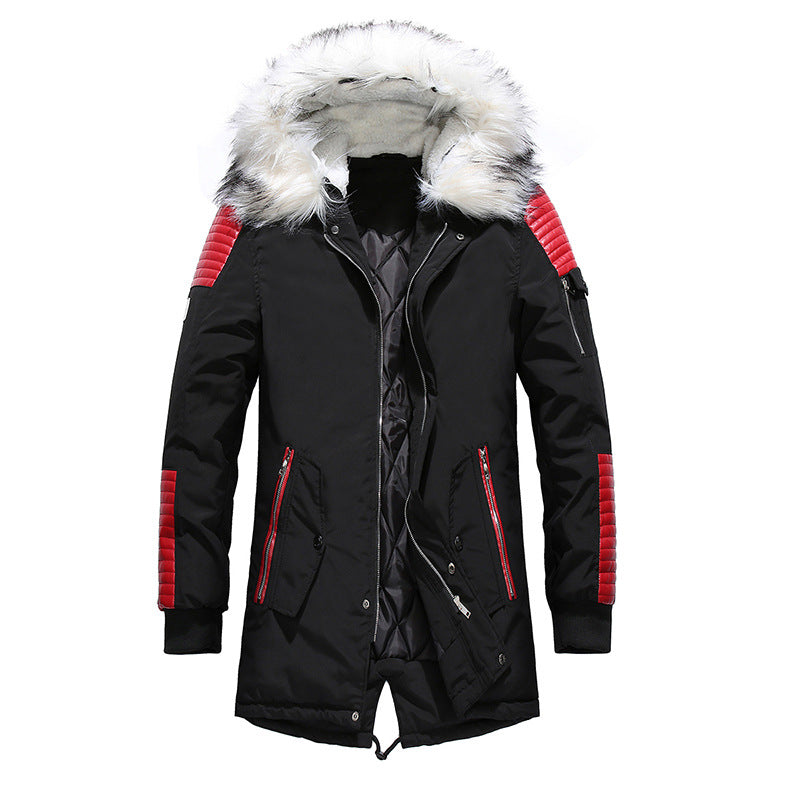 Men's winter jacket with removable synthetic fur collar and versatile pockets Lisslune