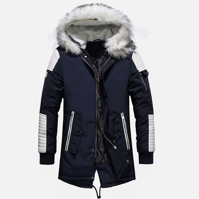 Men's winter jacket with removable synthetic fur collar and versatile pockets Lisslune