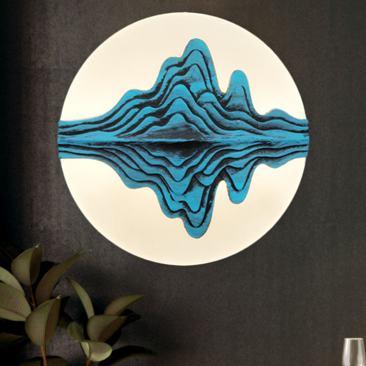Skørter | Gold/Blue Rounded Mountain Wall Lighting Chinese Style LED Acrylic Wall Lamp for Bedroom