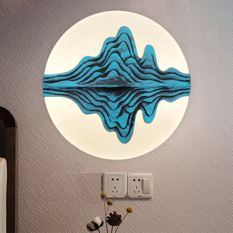 Skørter | Gold/Blue Rounded Mountain Wall Lighting Chinese Style LED Acrylic Wall Lamp for Bedroom