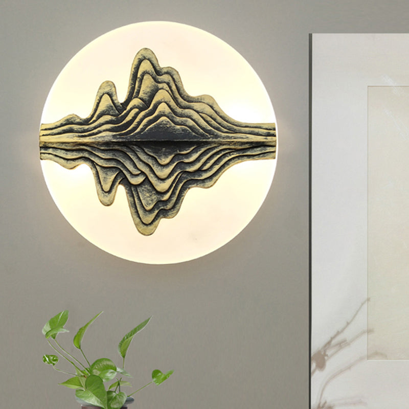 Skørter | Gold/Blue Rounded Mountain Wall Lighting Chinese Style LED Acrylic Wall Lamp for Bedroom