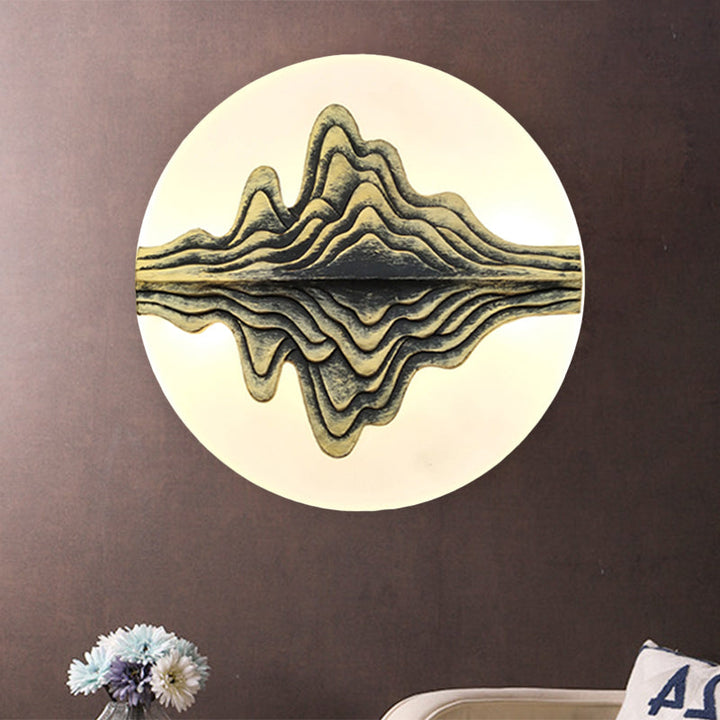 Skørter | Gold/Blue Rounded Mountain Wall Lighting Chinese Style LED Acrylic Wall Lamp for Bedroom
