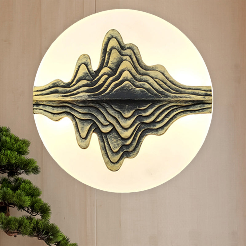 Skørter | Gold/Blue Rounded Mountain Wall Lighting Chinese Style LED Acrylic Wall Lamp for Bedroom