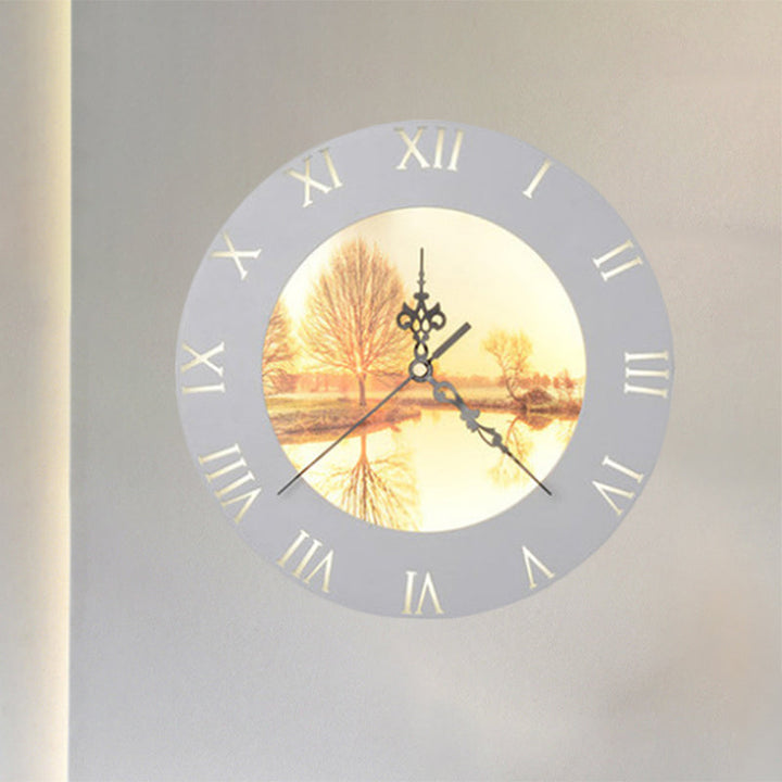 Skørter | Orange/Yellow Round Clock Wall Lighting Nordic Style LED Plastic Wall Mount Lighting for Living Room