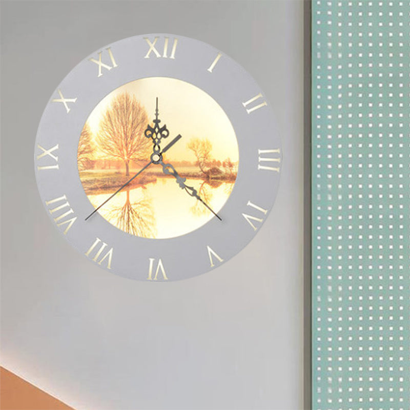Skørter | Orange/Yellow Round Clock Wall Lighting Nordic Style LED Plastic Wall Mount Lighting for Living Room