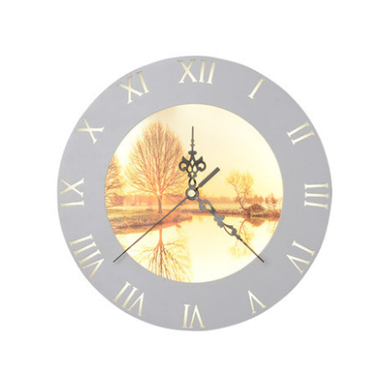 Skørter | Orange/Yellow Round Clock Wall Lighting Nordic Style LED Plastic Wall Mount Lighting for Living Room
