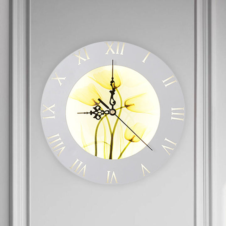 Skørter | Orange/Yellow Round Clock Wall Lighting Nordic Style LED Plastic Wall Mount Lighting for Living Room