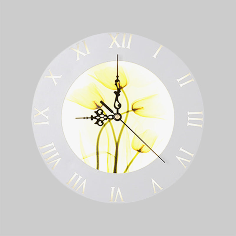 Skørter | Orange/Yellow Round Clock Wall Lighting Nordic Style LED Plastic Wall Mount Lighting for Living Room