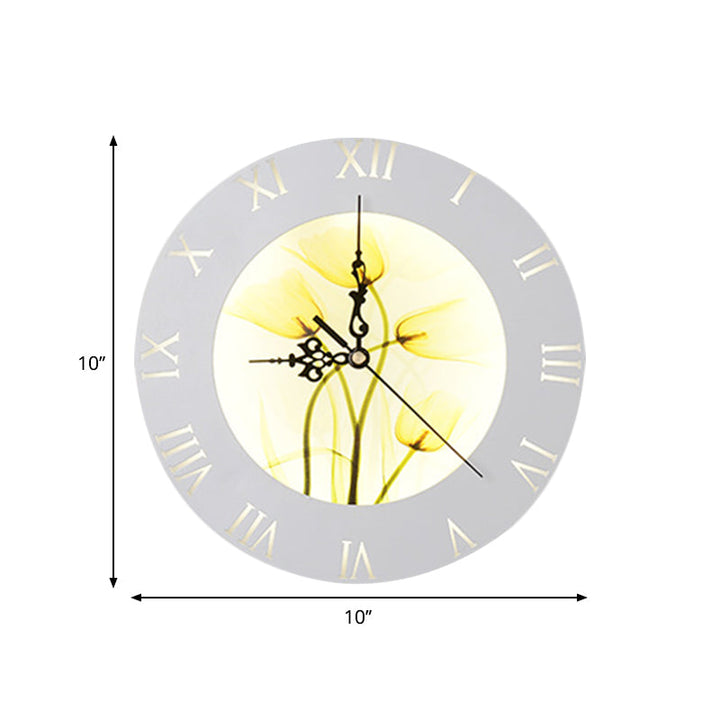 Skørter | Orange/Yellow Round Clock Wall Lighting Nordic Style LED Plastic Wall Mount Lighting for Living Room