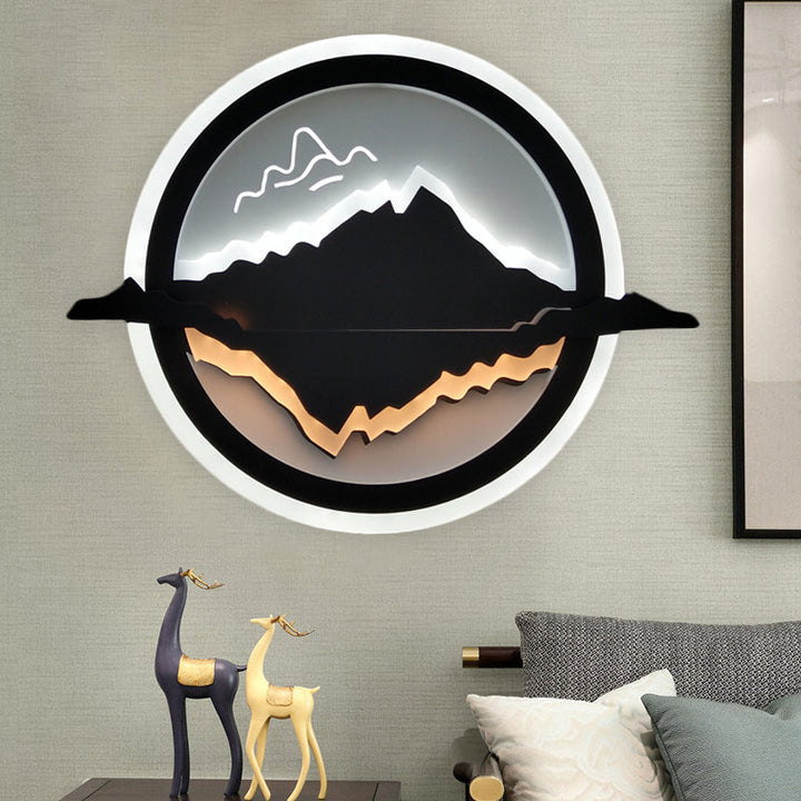 Skørter | Black Round Wall Lamp Simplicity Style LED Acrylic Wall Lighting with Moon and Star Pattern