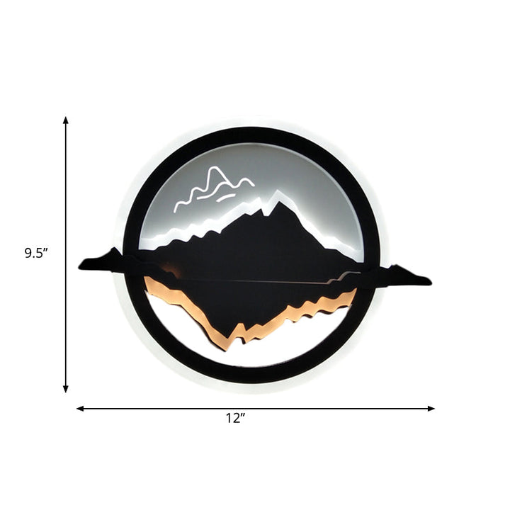 Skørter | Black Round Wall Lamp Simplicity Style LED Acrylic Wall Lighting with Moon and Star Pattern