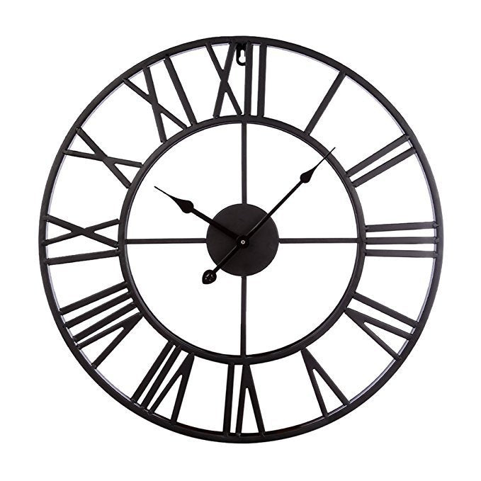 Lisslune | Roman Letters Large Silent Wall Clock 16 Inch Iron