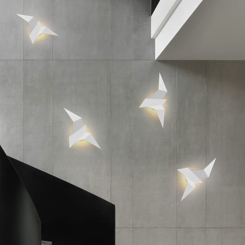 Lisslune | Metallic Bird-like Wall Light Modernist White/Black/Gold Finish LED Wall Lamp Fixture in White/Warm/Natural Light