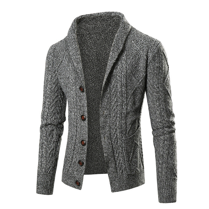 Men's cardigan with modern cable pattern and stylish shawl collar Lisslune